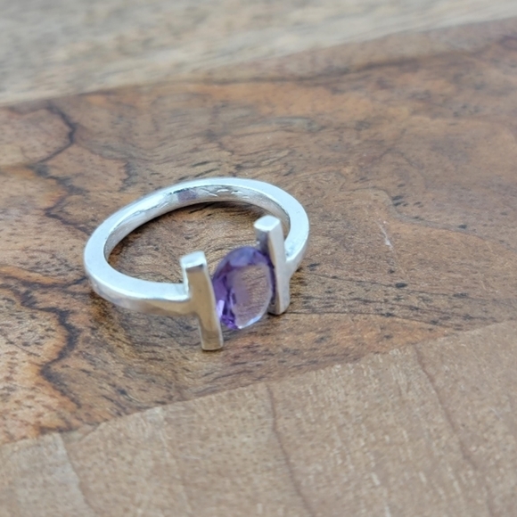 AMETHYST TENSULION RING HANDMADE IN STERLING SILVER SIZE 7 - Picture 2 of 7